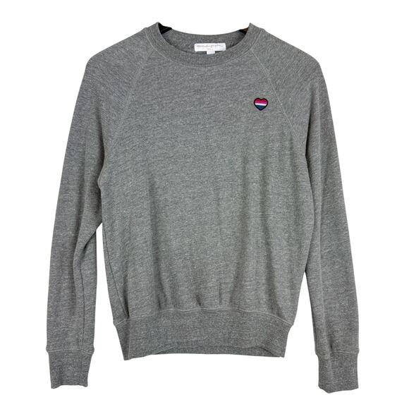 Spiritual Gangster XS Be Present Embroidered Heart Gray Crew Raglan Sweatshirt - Picture 1 of 9